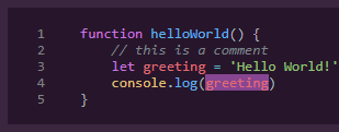 tell the code block to highlight the "greeting" characters but only the second occurence
